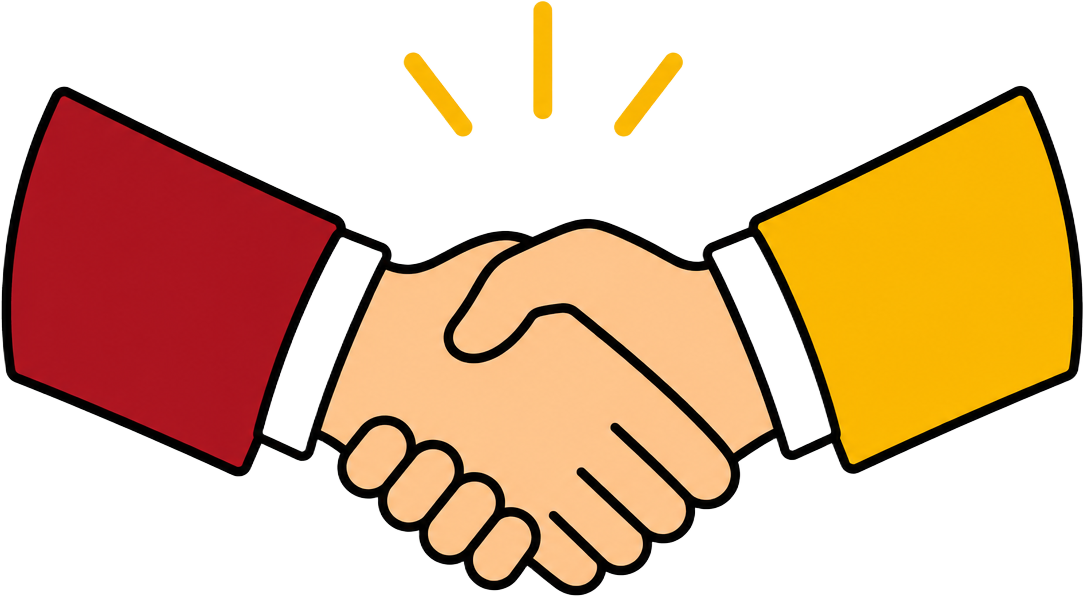 Two people shaking hands on a franchise partnership