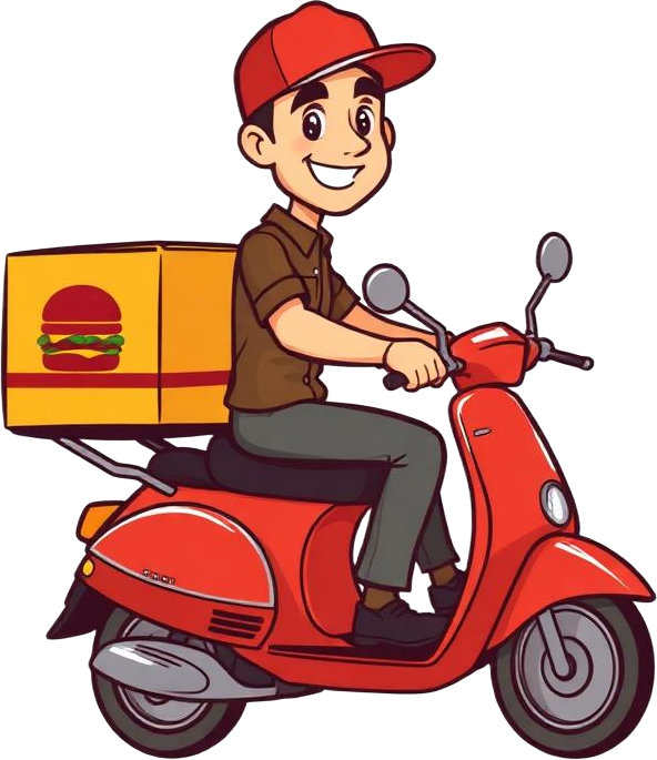 Lala Laaya Burger delivery rider on a scooter